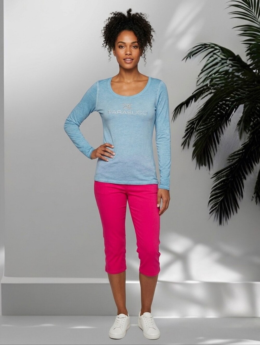 Parasuco Blue Washed Effect Long Sleeves T-shirt